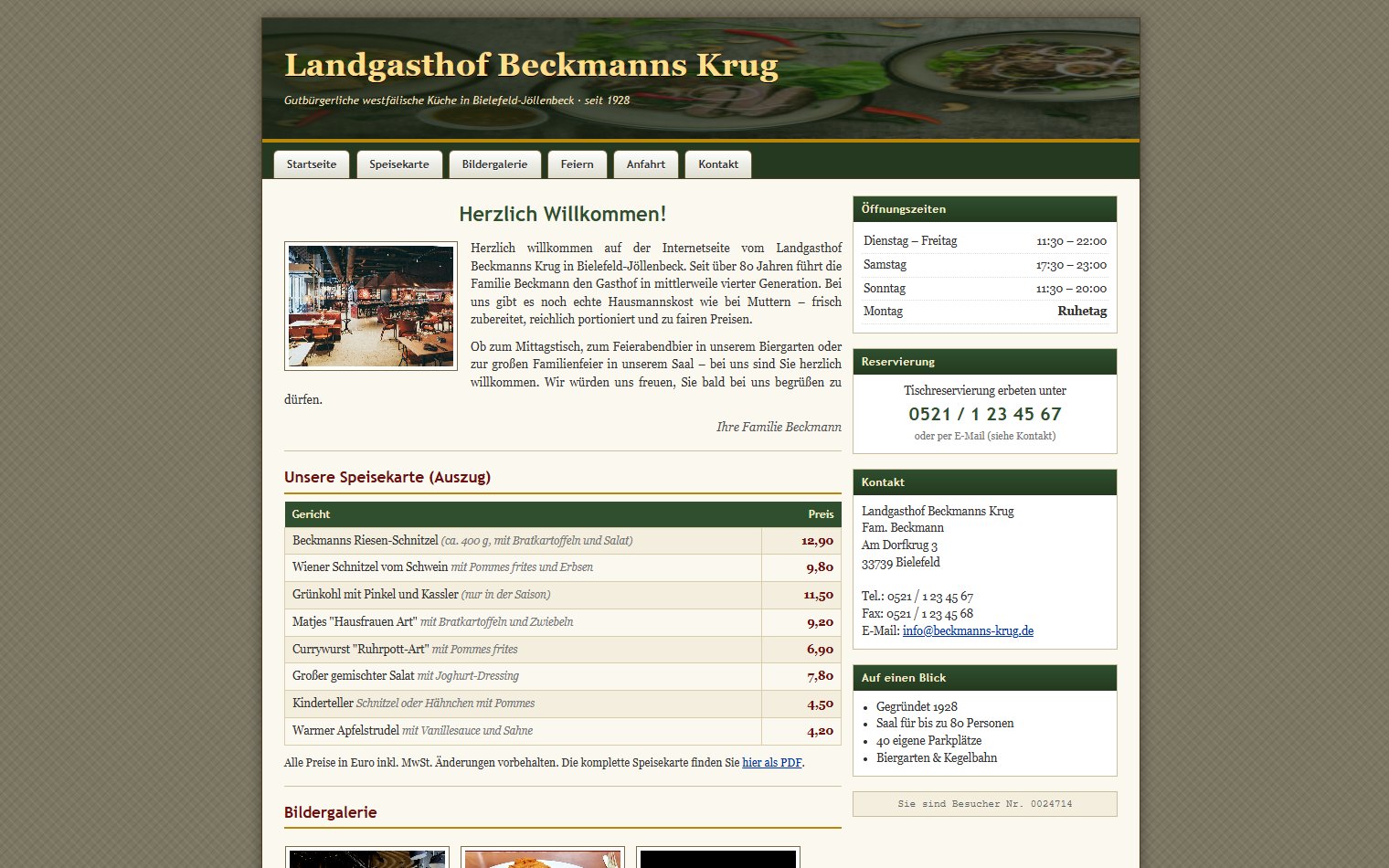 Typische Gasthof-Website aus den 2000ern vor einem Relaunch